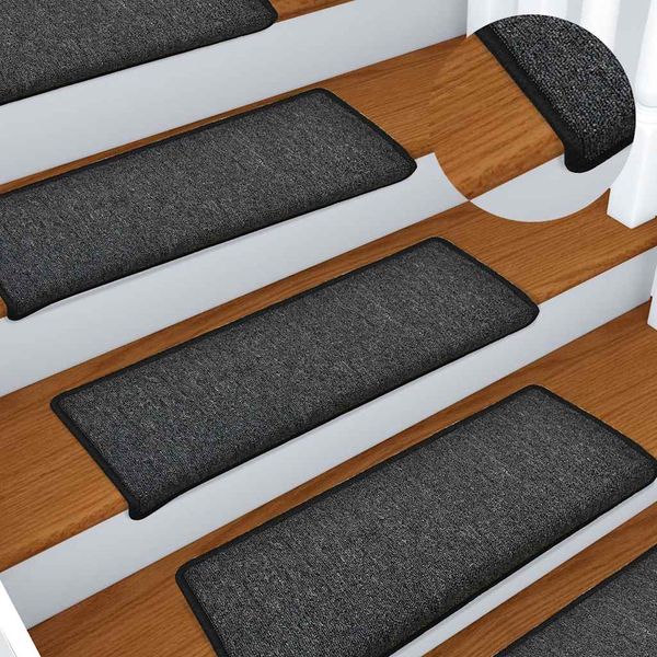 vidaXL Schodové rohože 10 ks 65x21x4 cm antracitové s obdĺžnikovým okrajom