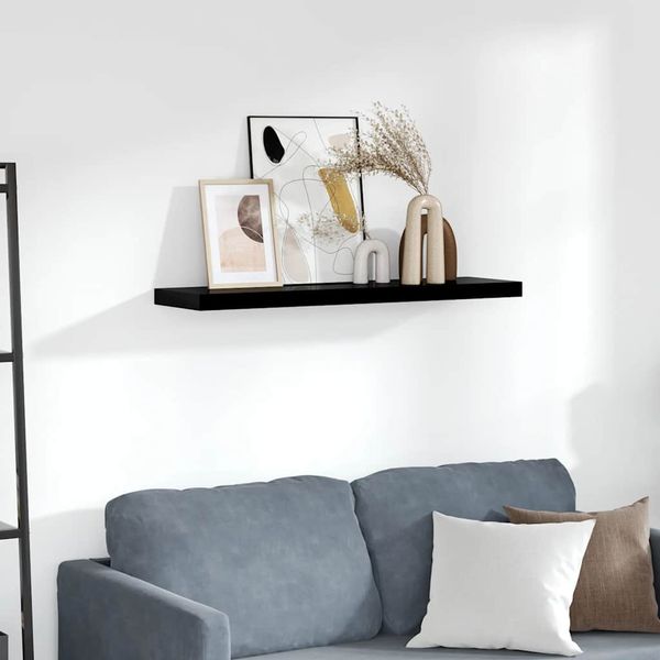 vidaXL Plávajúca nástenná polica, lesklá čierna 90x23,5x3,8 cm, MDF