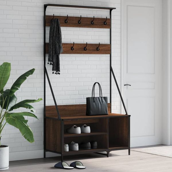 vidaXL Vešiak na šaty o skrinkou na topánky, hnedý dub 100x41x184 cm