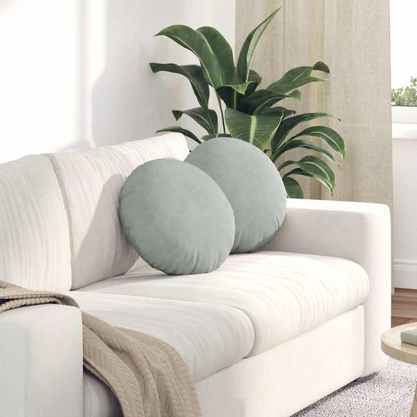 vidaXL Vankúše na sedenie 2 pcs Svetlosivá Ø 40 x 13 cm Zamat