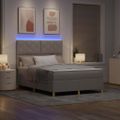 vidaXL LED box s pružinami Sivohnedá 140 x 190 cm látka