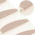 vidaXL Schodové rohože 15 ks 65x21x4 cm biele a hnedé polkruhové, veľké