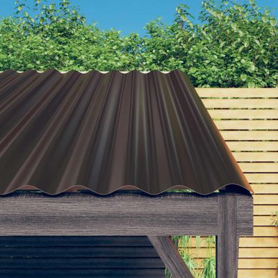 vidaXL Strešné panely 36 ks pozinkovaná oceľ hnedé 60x36 cm