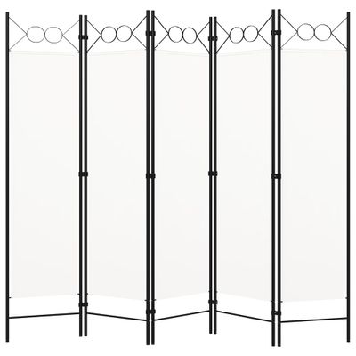 vidaXL Paraván s 5 panelmi, biely 200x180 cm