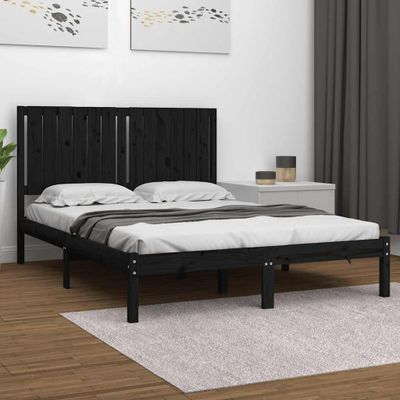 vidaXL Posteľný rám čierny borovicový masív 140x190 cm