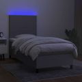 vidaXL Posteľ boxsping s matracom a LED bledosivá 80x200 cm látka