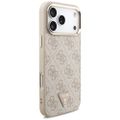 Puzdro Guess Case Magsafe 4G PU Leather s trojuholníkovým logom a zlatým kovovým rámom fotoaparátu pre iPhone 17 Pro Max ružové