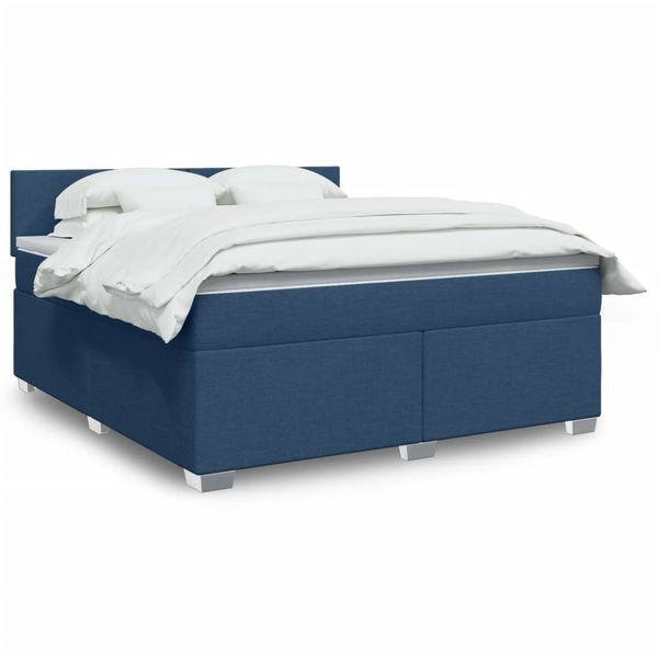vidaXL Posteľný rám boxspring s matracom modrý 180x200 cm látka