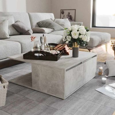 vidaXL Konferenčný stolík betónový sivý 80x80x31cm drevotrieska