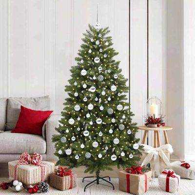 vidaXL Umelý vianočný stromček s 300 LED-i Zelená 180 cm PVC a kov