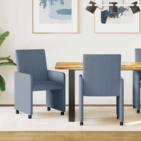 vidaXL Jedálenské stoličky na kolieskach 2 pcs Modrá 57 x 66 x 94 cm