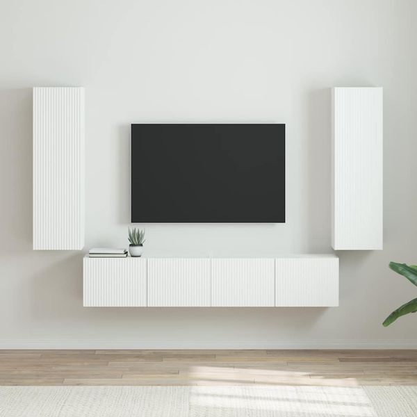 vidaXL TV nástenná skriňa Nástenný 2 pcs Lesklá biela 30 x 31 x 100 cm