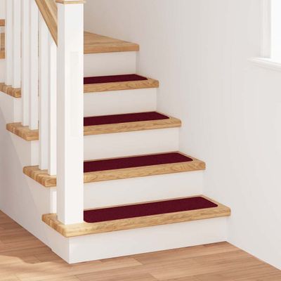 vidaXL Protišmykové schodové rohože 15 pcs Bordová 75 x 20 cm PP