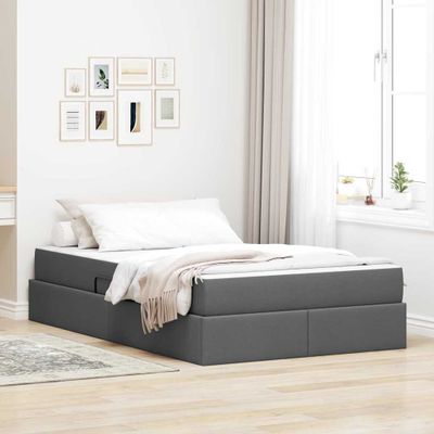 vidaXL Postel s úložným prostorem a matrací Tmavo šedá 120 x 200 cm