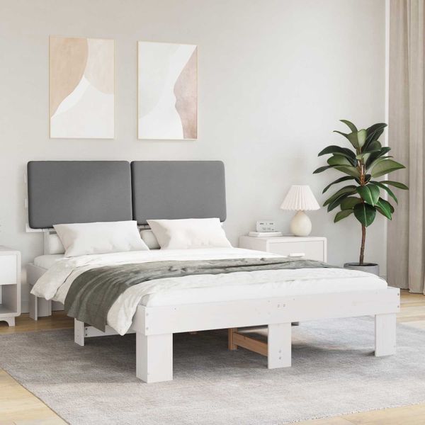 vidaXL Rám postele s čalúneným čelom Svetlosivá 160 x 200 cm