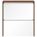 vidaXL Botník so zrkadlom 2-poschodový hnedý dub 63x17x67 cm