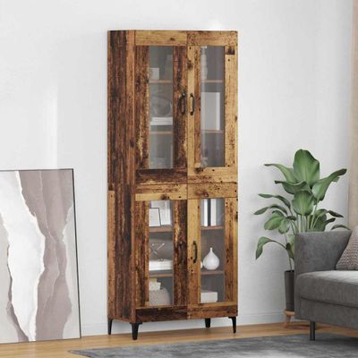 vidaXL Highboard Staré drevo 69,5 x 34 x 180 cm Kompozitné drevo