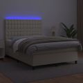 vidaXL Boxspring posteľ s matracom a LED krémová 140x190 cm umelá koža