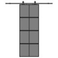 vidaXL Posuvné dvere s kovaním čierne 76x205 cm tvrdené sklo