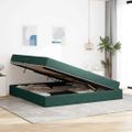vidaXL Postel s úložným prostorem a matrací Tmavozelená 200 x 200 cm