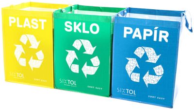Tašky na tříděný odpad SORT EASY 3 BASIC, 30x30x40 cm, 3 x 36 l, 3 ks SIXTOL