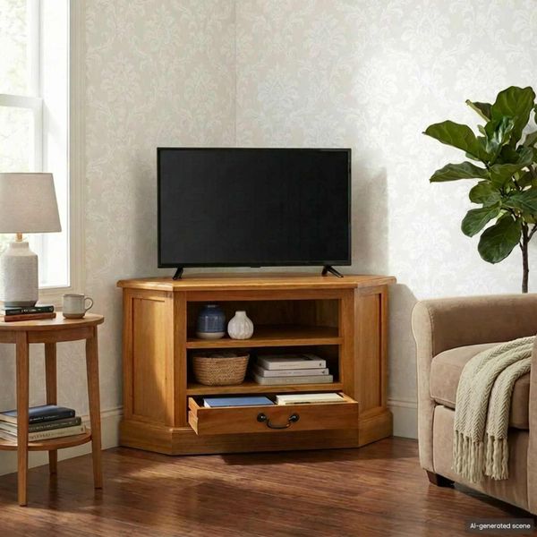 vidaXL RohováTVskriňa so zásuvkou Prírodná 79 x 40 x 46 cm