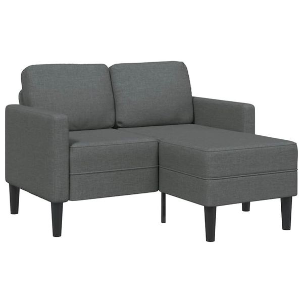 vidaXL 2-miestna pohovka s ležadlom v tvare L, tmavosivá, 125 cm, látková