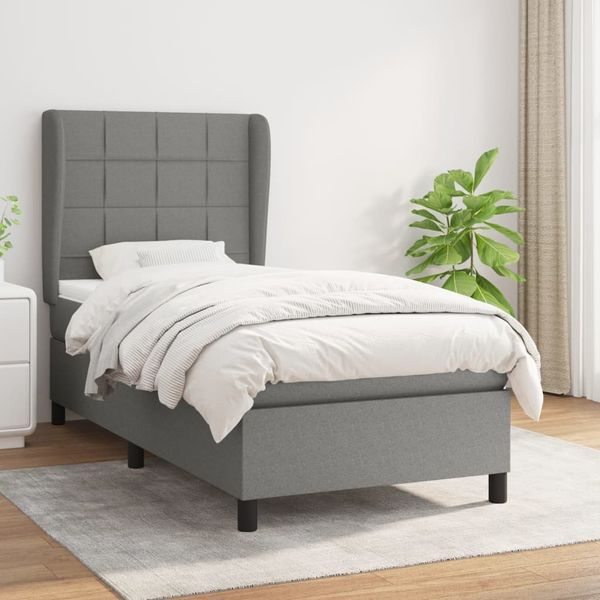 vidaXL Posteľný rám boxsping s matracom tmavosivý 80x200 cm látka