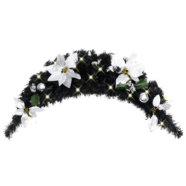vidaXL Vianočný oblúk s LED svetlami, čierny 90 cm, PVC