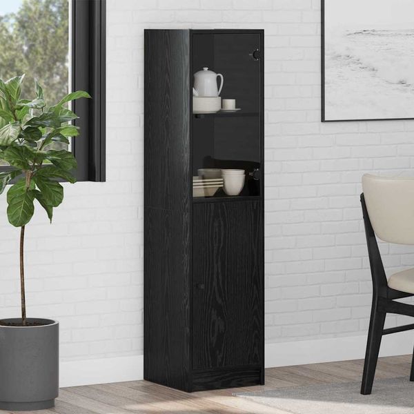 vidaXL Highboard Čierny dub 35 x 37 x 142 cm Kompozitné drevo