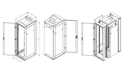 Triton 19' rozvaděč stojanový rozebiratelný 42U/600x800 RAL7035, šedá Rozvadec, stojanový, rozebíratelný, 19", 42U, 600×800, sklenené dvere, RAL7035, šedý