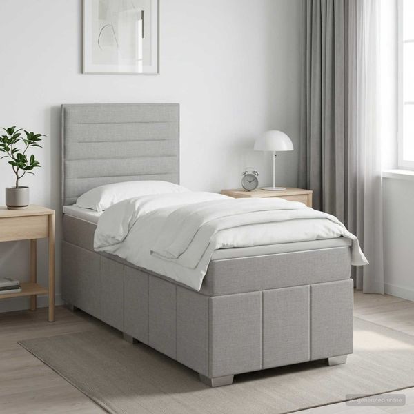 vidaXL Posteľ boxspring s matracom Svetlosivá 100 x 200 cm Látka