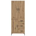 vidaXL Highboard Remeselný dub 69,5 x 34 x 180 cm Kompozitné drevo