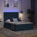 vidaXL LED úložná posteľ s matracom Modrá 140 x 200 cm Látka