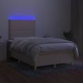 vidaXL Posteľ boxsping s matracom a LED krémová 120x200 cm látka