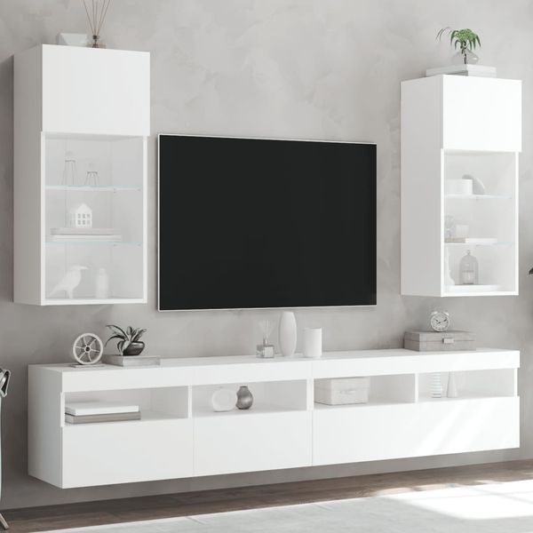 vidaXL TV skrinky s LED svetlami 2 ks biele 40,5x30x90 cm