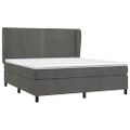 vidaXL Posteľný rám boxspring s matracom tmavosivý 160x200 cm zamat