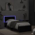 vidaXL Posteľný rám s čelom a LED svetlami čierny 75x190 cm