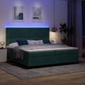 vidaXL LED box s pružinami s matracmi Tmavozelená 200 x 200 cm Zamat