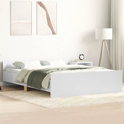 vidaXL Posteľný rám s predným a zadným čelom, biely 150x200 cm