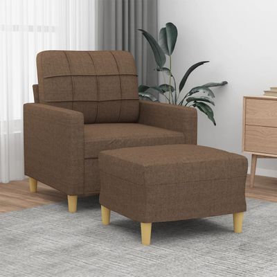 vidaXL Kreslo s podnožkou hnedé 60 cm látkové