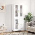 vidaXL Vysoká skrinka lesklá biela 69,5x34x180 cm spracované drevo