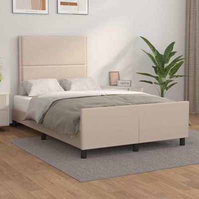vidaXL Posteľný rám s čelom kapučínový 120x200 cm umelá koža