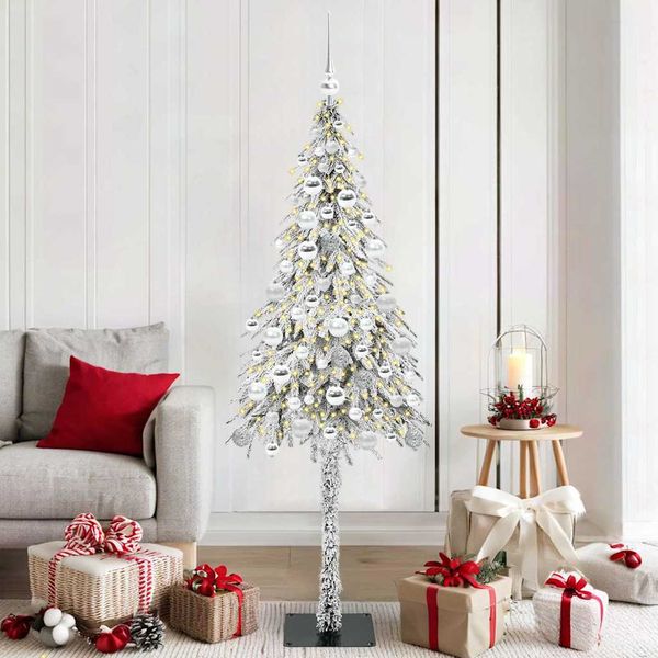 vidaXL Vianočný stromček s 300 LED-i Biela 180 cm PE a oceľ