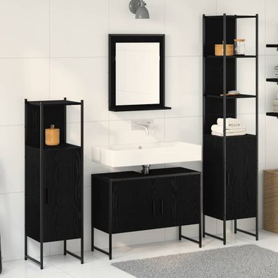 vidaXL Sada kúpeľňového nábytku 4 pcs Čierna Kompozitné drevo