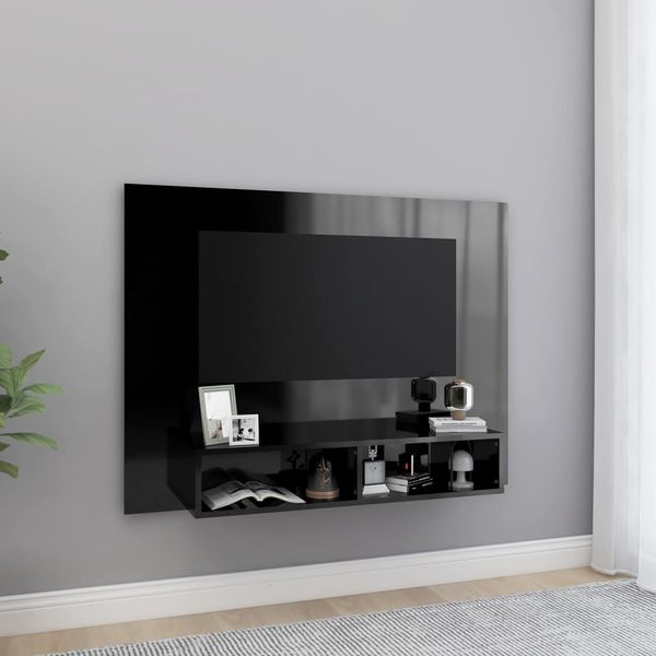 vidaXL Nástenná TV skrinka lesklá čierna 120x23,5x90 cm sprac. drevo