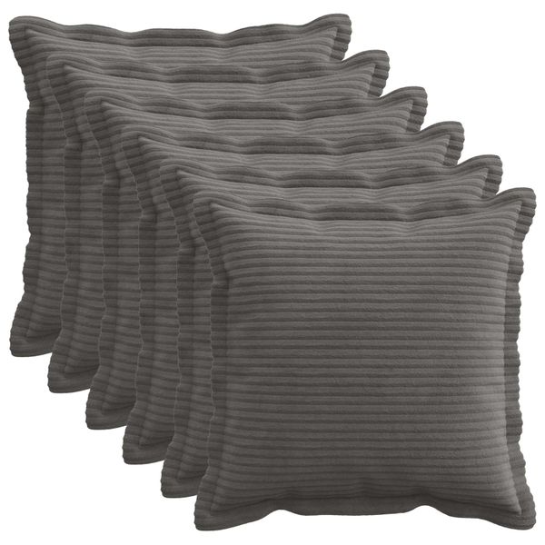 vidaXL Poťah na podložku 6 ks HOUTEN Tmavosivá 40 x 40 cm manšestr