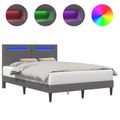 vidaXL Rám postele s LED pásikmi Sivá 120 x 200 cm Umelá koža