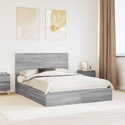 vidaXL Úložná posteľ Sivý Sonoma 150 x 200 cm Kompozitné drevo