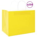 vidaXL Papierové tašky 250 ks s rúčkami, žlté, 32x22x24 cm